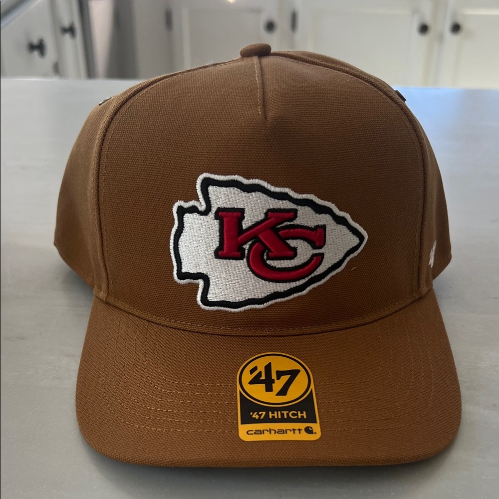 Carhartt snapback Tan Cap with Red and White Logo